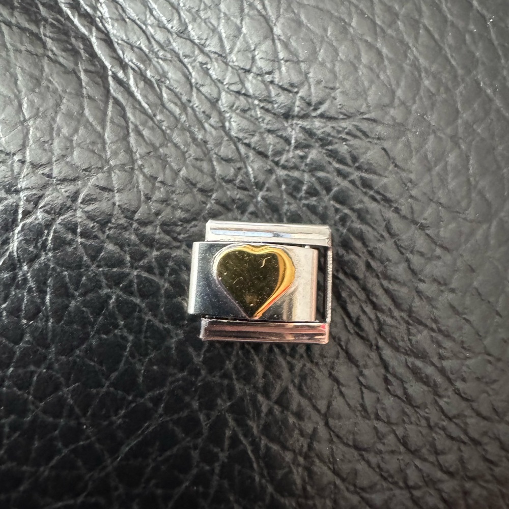 Stainless Steel Italian Charm Link with Gold Tone Star Design